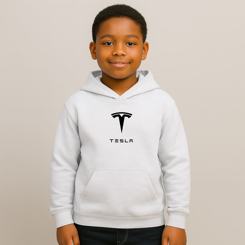 Youth Kids Tesla Car Pullover Hoodie